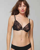 Plunge Bra with Lace - BLACK | Soma discount