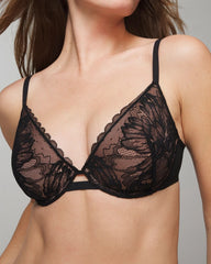 Plunge Bra with Lace - BLACK | Soma discount