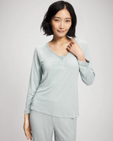 Pointelle Long Sleeve Pajama Top - GREEN MIST | Soma sale