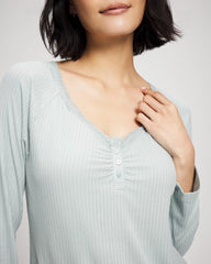 Pointelle Long Sleeve Pajama Top - GREEN MIST | Soma sale