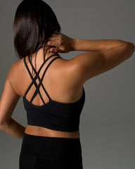 Longline Bra with Strappy Back - BLACK | Soma on sale
