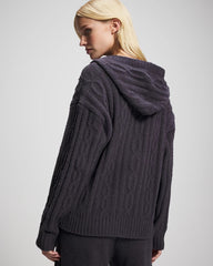 Cable Knit Plush Hoodie - GRAY INK | Soma Online