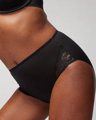 High-Waist Brief Panty with Lace - BLACK | Soma near me
