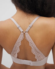 Luxe Wireless Bra with Lace Back - GRAY GLASS | Soma near me