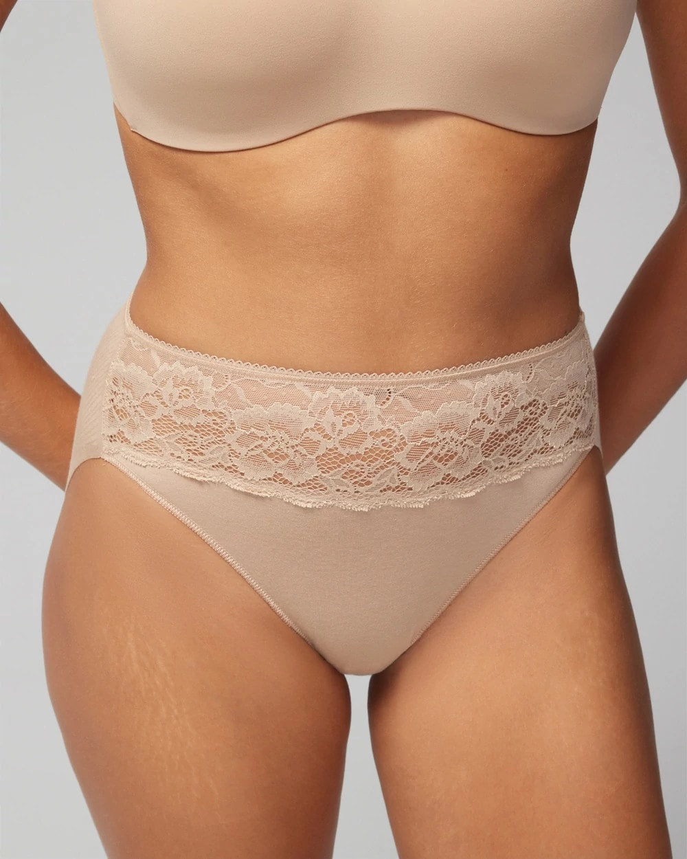 Cotton Blend High-Leg Panty with Lace - WARM AMBER | Soma for sale