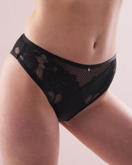 French-Cut Brief Panty with Mesh and Lace - BLACK | Soma discount