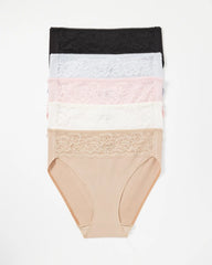 Cotton Blend High-Leg Panty with Lace 5 Pack - PRETTY PINK MULTI PACK | Soma sale