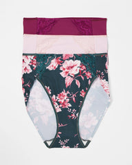 High-Leg Brief Panty with Lace 3 Pack - COTTAGE FLORAL MULTI PACK | Soma near me