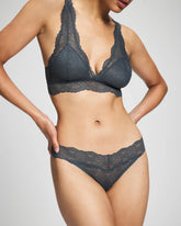 Embraceable Thong Panty with Crochet Lace - PETROL | Soma for sale
