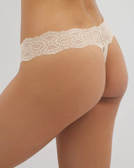 Embraceable Thong Panty with Crochet Lace - PALE SAND | Soma near me