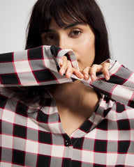 Long-Sleeve Notch Collar Pajama Top - DREAMSCAPE PLAID BLACK | Soma sale