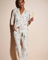 Long-Sleeve Notch Collar Pajama Top - FIZZ THE SEASON FOIL | Soma discount