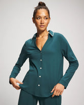 Long-Sleeve Notch Collar Pajama Top - DEEP TEAL | Soma on sale
