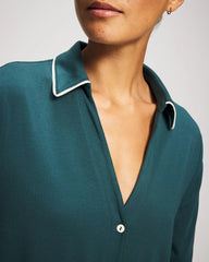 Long-Sleeve Notch Collar Pajama Top - DEEP TEAL | Soma on sale