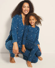 Long-Sleeve Notch Collar Pajama Top - INTO THE NIGHT BLUE | Soma discount