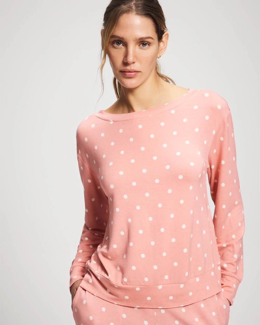 Long-Sleeve Pajama Top - DREAMY DOT MID BLUSH PINK | Soma for sale