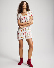Short Sleeve Scoop Neck Sleepshirt - MERRY MIXES CHAMP | Soma Online