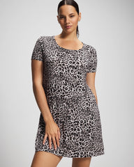 Short Sleeve Scoop Neck Sleepshirt - DIVINE LEOPARD TAUPE | Soma on sale