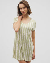 Short Sleeve Scoop Neck Sleepshirt - CHILL STRIPE CHAMPAGNE | Soma outlet