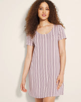 Short Sleeve Scoop Neck Sleepshirt - AMITY STRIPE SEPIA ROSE | Soma sale