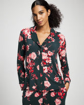 Cool Nights Long Sleeve Notch Collar with Piped Placket Pajama Top - COTTAGE FLORAL GREEN | Soma Online