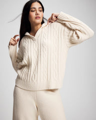 Cable Knit Plush Hoodie - PARCHMENT | Soma sale