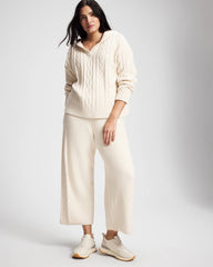 Cable Knit Plush Hoodie - PARCHMENT | Soma sale