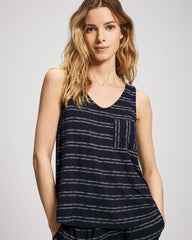 V-Neck Pajama Tank - BOHO STRIPE NAVY | Soma on sale