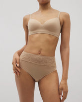 Vanishing Edge Microfiber Modern Brief Panty with Lace - WARM AMBER | Soma on sale