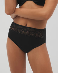 Vanishing Edge Microfiber Modern Brief Panty with Lace - BLACK | Soma outlet