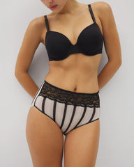 Vanishing Edge Microfiber Modern Brief Panty with Lace - CABANA STRIPE BLACK | Soma sale