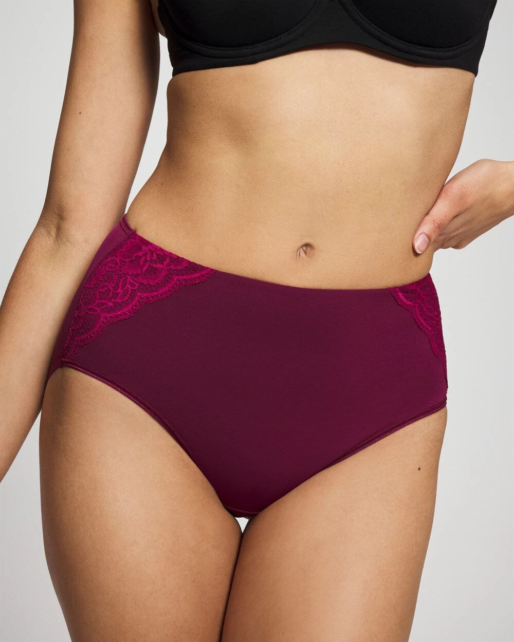 Tummy Modern Brief Panty with Lace - POMEGRANATE WINE | Soma for sale