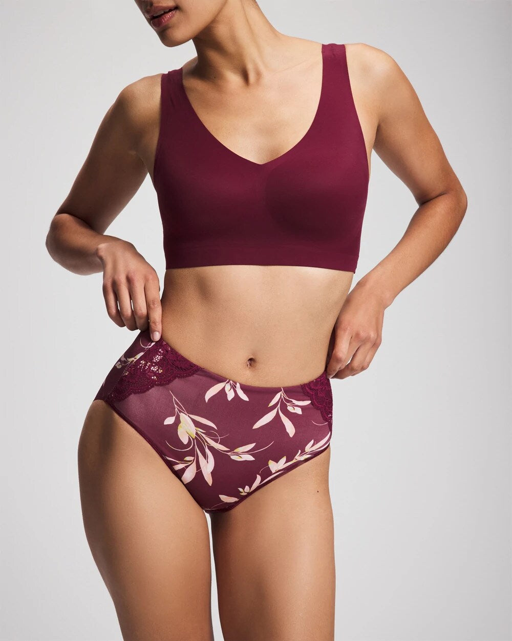 Tummy Modern Brief Panty with Lace - LUXURIOUS LEAVES M PLUM | Soma discount