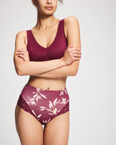 Tummy High-Waist Brief Panty with Lace - LUXURIOUS LEAVES M PLUM | Soma discount