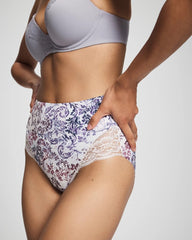 Tummy High-Waist Brief Panty with Lace - LACE HARMONY M LILAC | Soma outlet