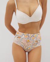 Tummy High-Waist Brief Panty with Lace - VINE PAISLEY CHAMPAGNE M | Soma on sale