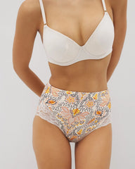 Tummy High-Waist Brief Panty with Lace - VINE PAISLEY CHAMPAGNE M | Soma on sale