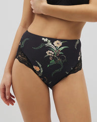 Tummy High-Waist Brief Panty with Lace - PARADISE PLUMES D M BLACK | Soma on sale