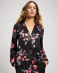 Long Sleeve Notch Collar Pajama Top - FLORAL DREAMS GRAND BLACK | Soma near me
