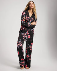 Long Sleeve Notch Collar Pajama Top - FLORAL DREAMS GRAND BLACK | Soma near me
