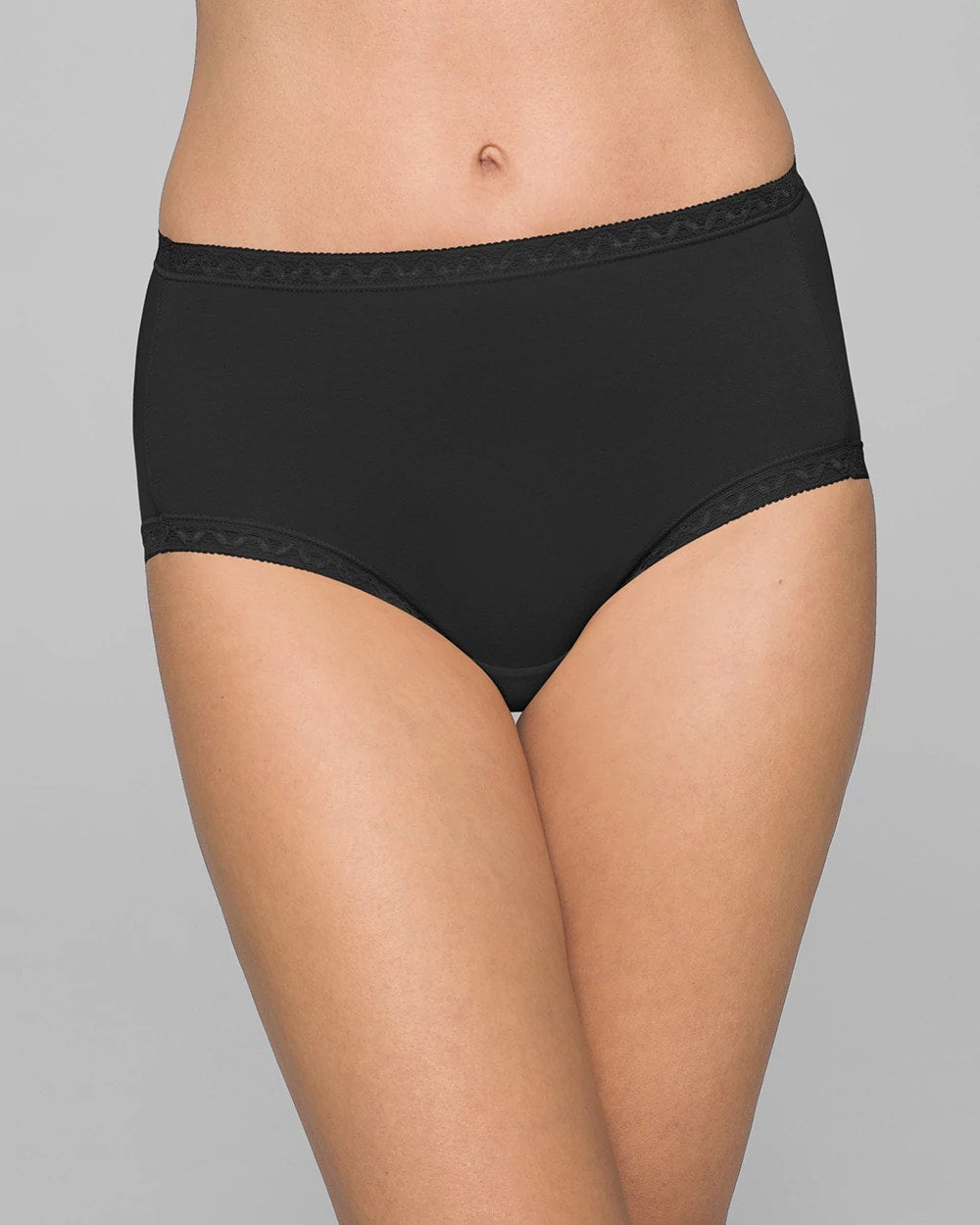 Cotton Brief Panty with Lace Trim - BLACK | Soma near me