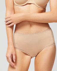 Cotton Brief Panty with Lace Trim - WARM AMBER | Soma near me