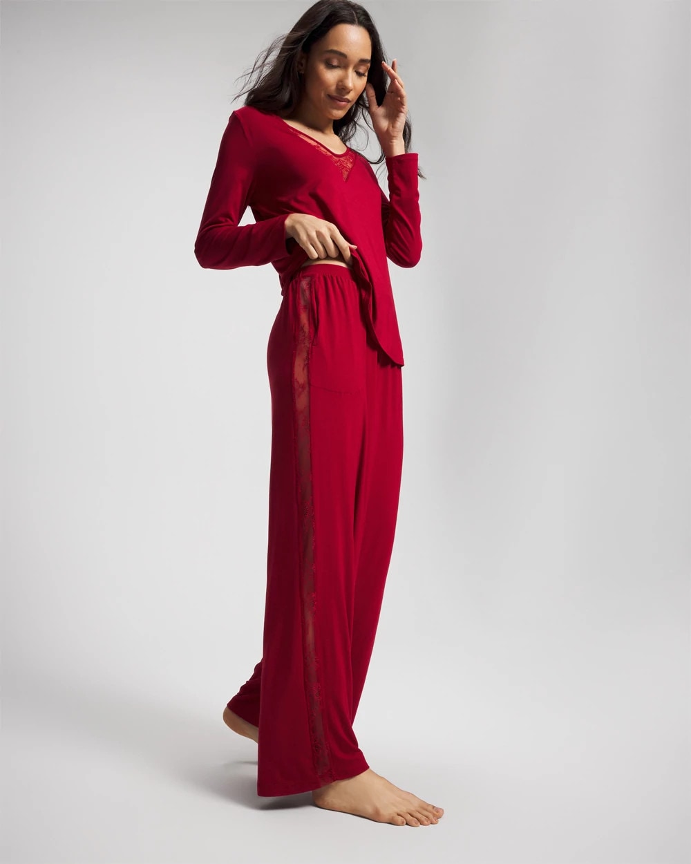 Lace Relaxed Wide Leg Pajama Pant - PAINT THE TOWN RED | Soma sale