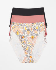 Tummy High-Waist Brief Panty with Lace 3 Pack - VINE PAISLEY MULTIPACK | Soma Online