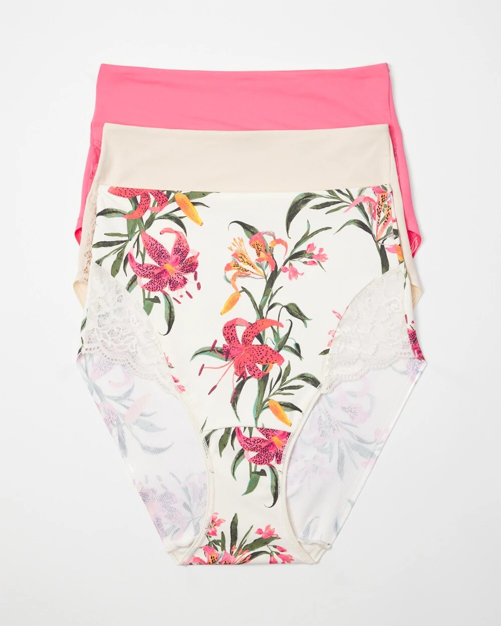 Tummy High-Waist Brief Panty with Lace 3 Pack - CAMELLIA ROSE MULTIPACK | Soma outlet