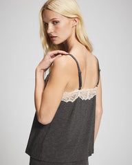 Lace Trim Camisole - CHARCOAL HEATHER W/ SHINE | Soma sale