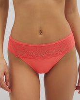 Cotton Blend Hipster Panty with Lace - DEEP SEA CORAL | Soma on sale