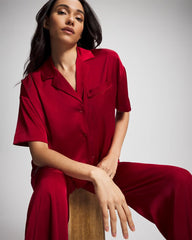 Short Sleeve Notch Collar Pajama Top - PAINT THE TOWN RED | Soma on sale