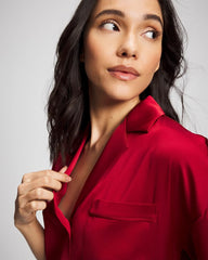Short Sleeve Notch Collar Pajama Top - PAINT THE TOWN RED | Soma on sale