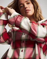 Long-Sleeve Notch Collar Pajama Top - WINTER PLAID RED | Soma Online